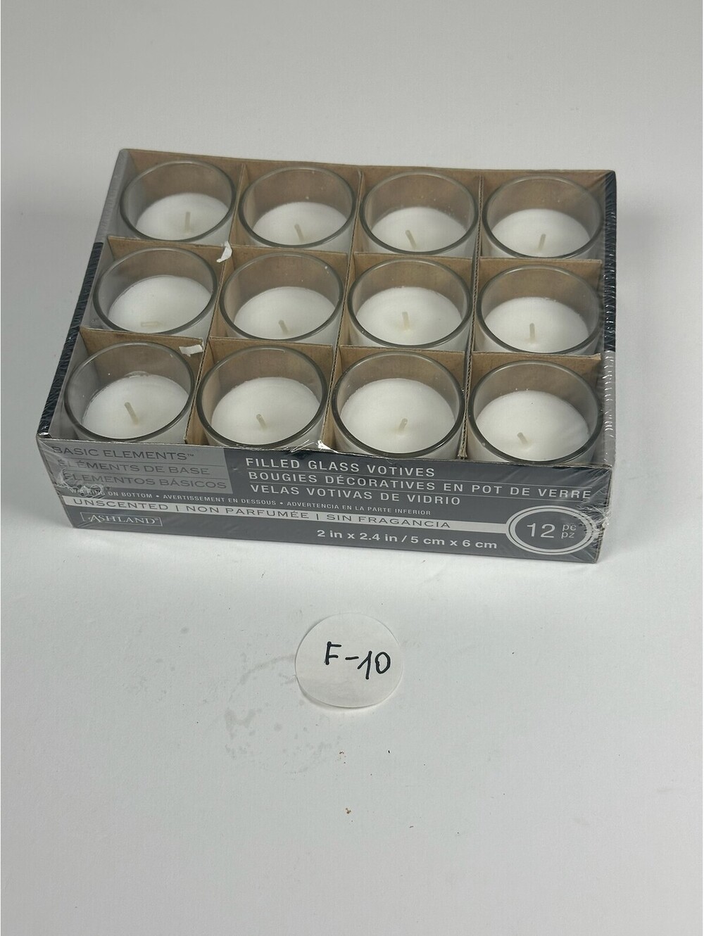 Ashland Basic Elements 12pc Filled Glass Votives Unscented Candles‎ F-10